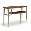 Wood console table with metal legs and lower shelf 100 x 40 x 75cm