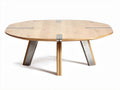 Wooden coffee table with stainless steel accents and oval shape 120 x 80 x 35cm