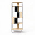 Modern wooden bookshelf with open shelves and storage compartments 80 x 30 x 180cm