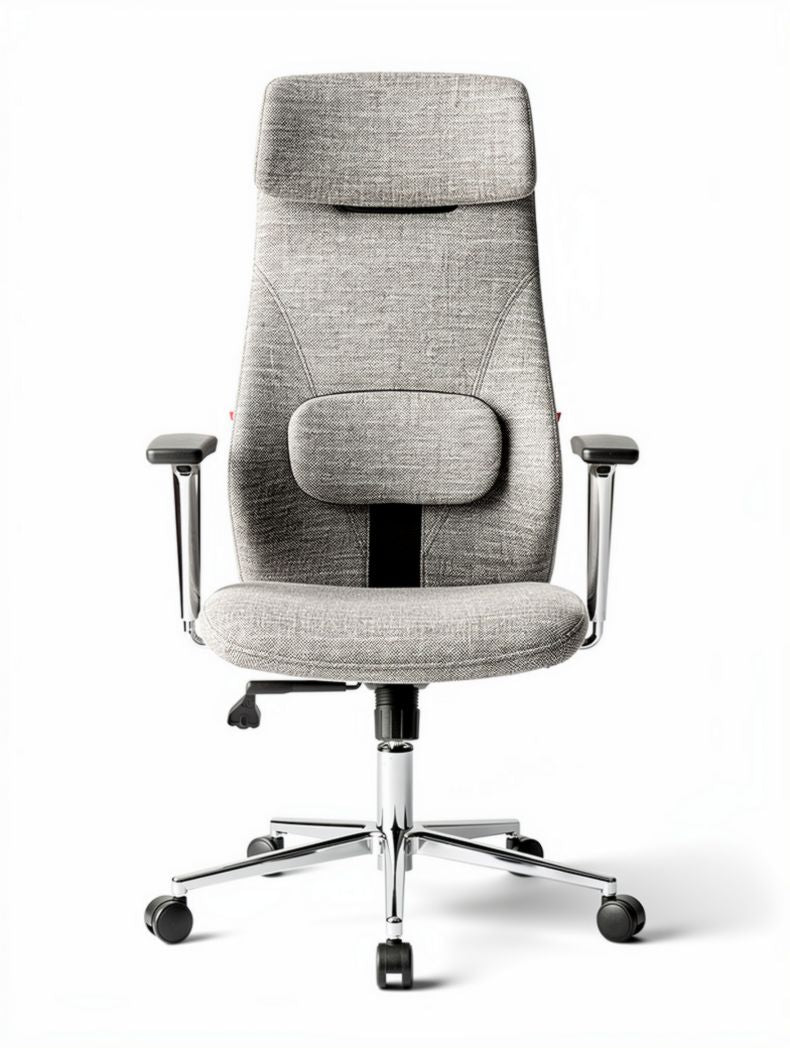 Ergonomic office chair with adjustable lumbar support in grey fabric 60 x 60 x 120cm