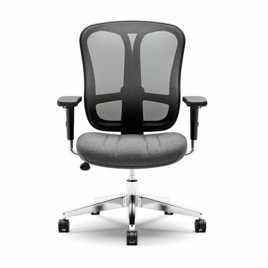 Mesh office chair with adjustable armrests in gray 60 x 60 x 100cm