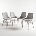 Fabric dining chairs set of four with metal legs in gray color