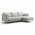 Sectional sofa in light gray fabric with metal legs 230 x 90 x 85cm