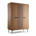 Wooden wardrobe with ribbed doors 180 x 100 x 60cm for bedroom storage