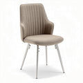 Upholstered dining chair with ribbed back and metal legs in beige 45 x 50 x 90cm